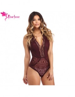 Bodysuits Sexy Rompers Women Black V Neck Sleeveless Hollow-out Lace Bodysuits Body Tops Overalls One Pieces Jumpsuits LC3224...