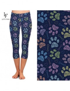 Leggings New Women High Waist Capri Leggings 3D Colorful Dog's Paw Digital Print Casual Comfortable Mid-Calf Leggings Plus Si...