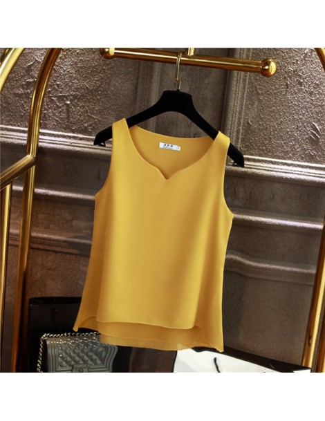 Blouses & Shirts 2019 Fashion New Brand Women's blouse Summer sleeveless Chiffon shirt Solid V-neck Casual blouse Plus Size 5...