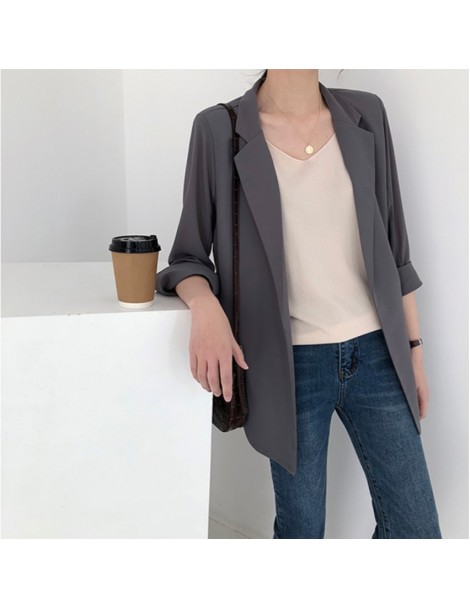 Blazers 2019 High Quality Women Chiffon Suit Coats Summer Chic Thin Work Jacket Office Lady Solid Basic Business Outerwears -...