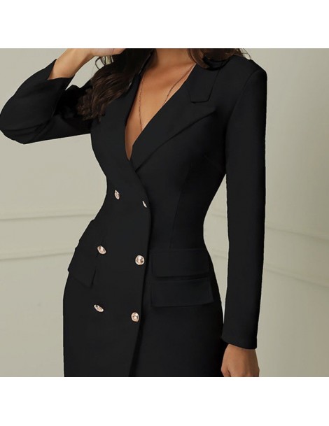 Blazers Autumn Winter Suit Blazer Women 2019 New Casual Double Breasted Pocket Women Long Jackets Elegant Long Sleeve Blazer ...