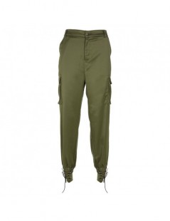 Pants & Capris Streetwear satin cargo pants women trousers big pockets lace up pencil pants track joggers 2019 casual green b...