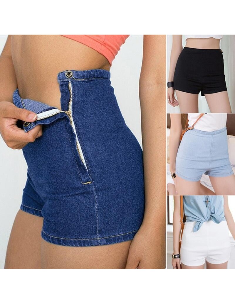 New Sexy Women Slim High Waist Jeans Denim Tap Short Hot Shorts Tight A Side Button Black 