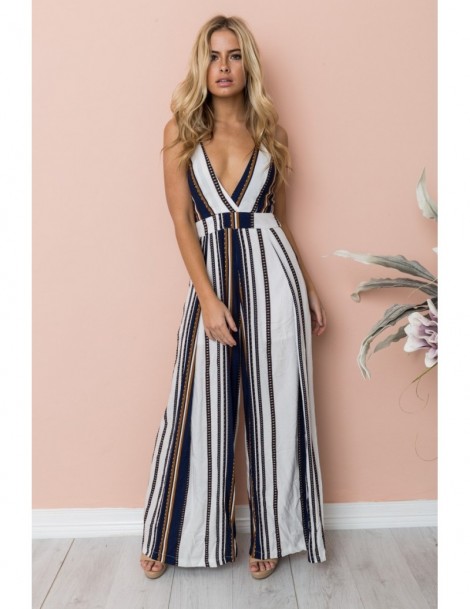 Jumpsuits Fashion Office Lady Jumpsuit Women Sexy V Neck Rompers Strap Playsuit Wide Loose Leg Pants Bodysuit Slim Printed Ju...