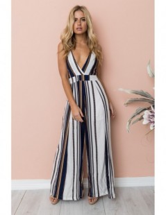 Jumpsuits Fashion Office Lady Jumpsuit Women Sexy V Neck Rompers Strap Playsuit Wide Loose Leg Pants Bodysuit Slim Printed Ju...