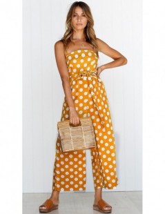 Jumpsuits Fashion Women Off Shoulder Sleeveless Backless 2019 Summer Thin Belt Rompers Dot Spaghetti Strap Pocket Long Wide L...