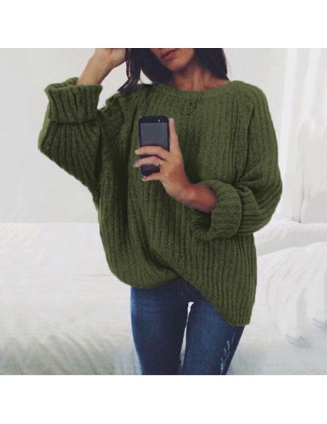 Pullovers Loose Pullover Women Knitting Round Neck Solid Color Long Sleeve European Style Christmas Sweater Jersey Mujer Invi...