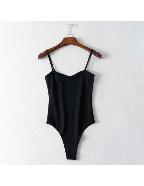 Bodysuits 2019 Sexy V-Neck Fold Backless Romper Body Siamese Bodysuit Spaghetti Strap Skinny Tight Undershirt Playsuits Tee 4...