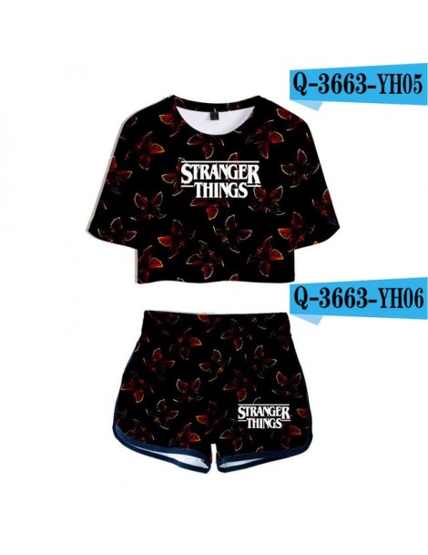 Women's Sets Summer Women's Sets Stranger Things 3 3D Printed Short Sleeve Crop Top + Shorts Sweat Suits Women Tracksuits Two...