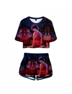 Women's Sets Summer Women's Sets Stranger Things 3 3D Printed Short Sleeve Crop Top + Shorts Sweat Suits Women Tracksuits Two...