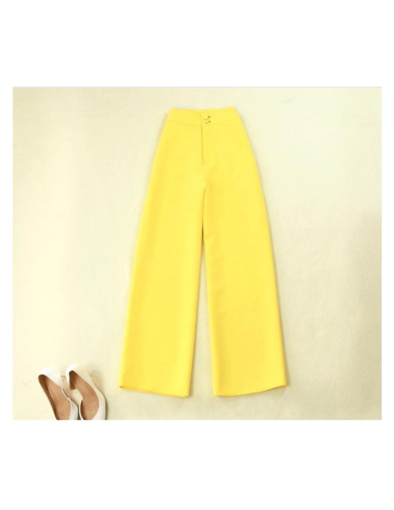 Women's Pant Suits 2018 spring and summer new yellow waist double ...