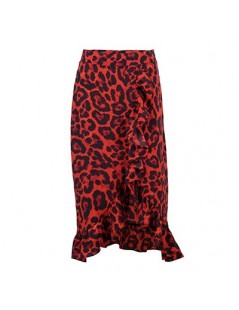 Skirts Leopard Long Skirt Women High Waist Midi Skirt Female Office Ruffle Animal Print Skirts Womens Summer Red 2019 Casual ...