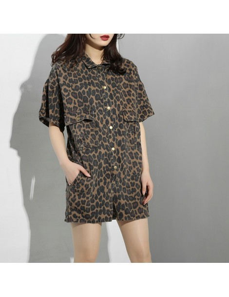 Rompers 2019 New Autumn Winter High Waist Pocket Stitch Leopard Printed Personality Loose Pants Women PlaysuitsFashion Tide J...