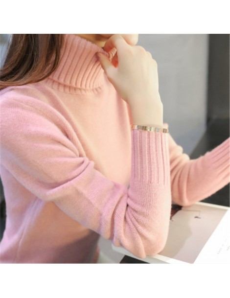 Pullovers 2018 New Autumn winter Women Knitted Sweaters Pullovers Turtleneck Long Sleeve Solid Color Slim Elastic Short Sweat...