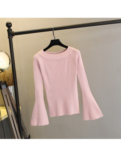 Pullovers Autumn Basic Sweater Women Slash Neck Jersey Mujer Solid Knitted Slim Fashion Pullover Long Sleeve Off Shoulder Swe...