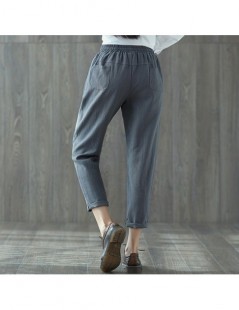 Pants & Capris High Quality Women Pants 2019 Spring & Autumn Vintage Women's Fluid Solid Linen Pants Loose Trousers Female Ha...