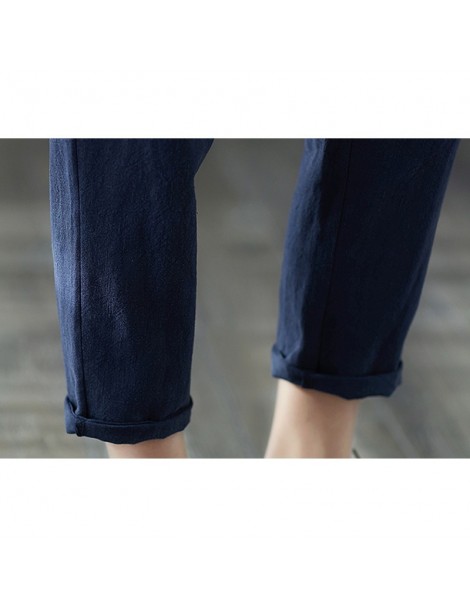 Pants & Capris High Quality Women Pants 2019 Spring & Autumn Vintage Women's Fluid Solid Linen Pants Loose Trousers Female Ha...