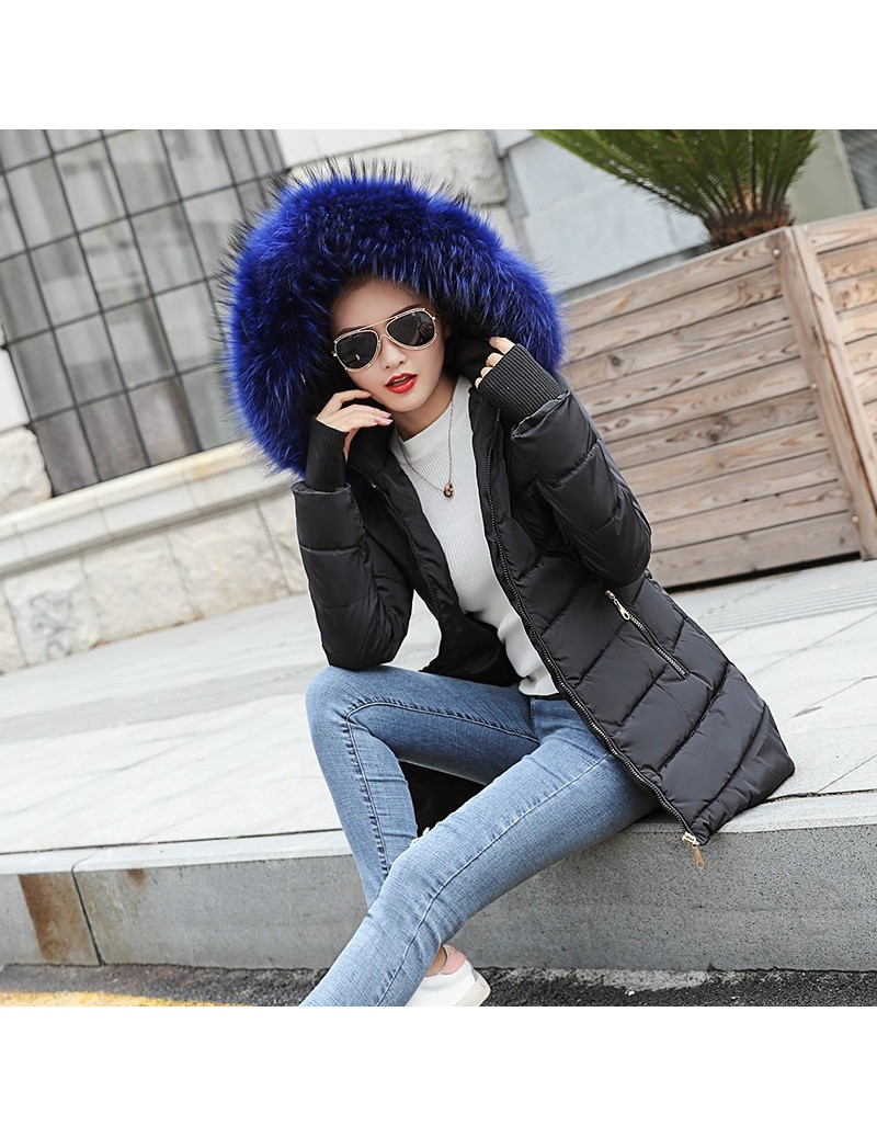 2019women winter hooded warm coat plus size Artificial fur collar ...