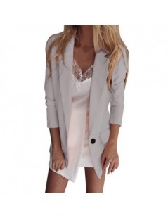 Blazers robe femme Womens Casual Blazer Ruched Long Sleeve Open Front Fit Office Cardigan Jacket coat female Autumn of 2019 -...