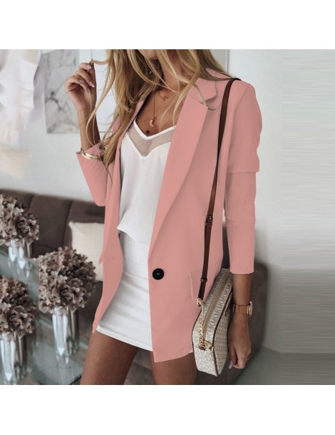 Blazers robe femme Womens Casual Blazer Ruched Long Sleeve Open Front Fit Office Cardigan Jacket coat female Autumn of 2019 -...