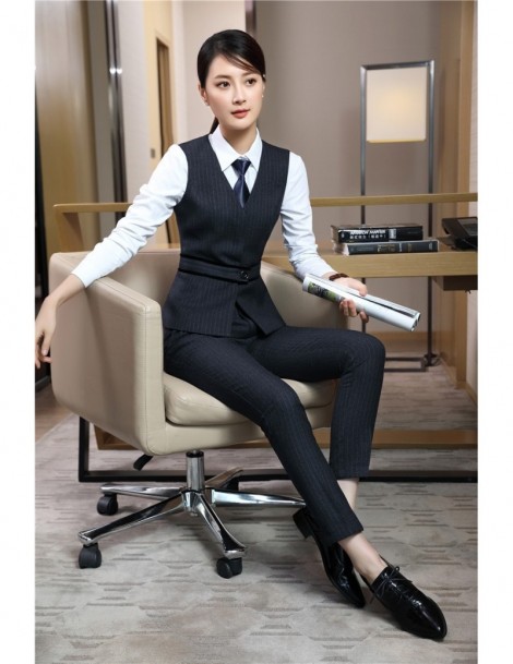 Pant Suits New Style 2018 Women Business Suits with Pant and Top Sets Black Vest & Waistcoat Ladies Office Uniform Designs - ...