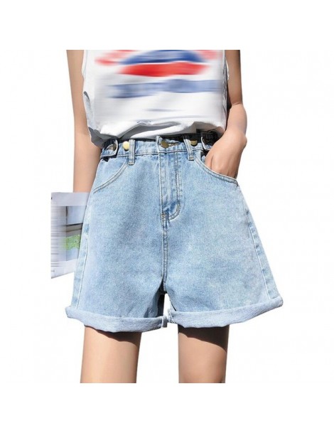 Shorts High Waist Women Denim Shorts 2019 New Korean Retro Female Summer Casual Wear A-line Wide Leg Thin Loose Shorts - Blue...