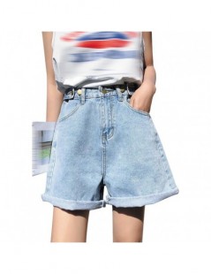 Shorts High Waist Women Denim Shorts 2019 New Korean Retro Female Summer Casual Wear A-line Wide Leg Thin Loose Shorts - Blue...