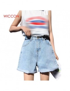 Shorts High Waist Women Denim Shorts 2019 New Korean Retro Female Summer Casual Wear A-line Wide Leg Thin Loose Shorts - Blue...