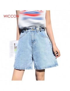 Shorts High Waist Women Denim Shorts 2019 New Korean Retro Female Summer Casual Wear A-line Wide Leg Thin Loose Shorts - Blue...