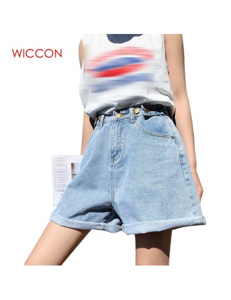 Shorts High Waist Women Denim Shorts 2019 New Korean Retro Female Summer Casual Wear A-line Wide Leg Thin Loose Shorts - Blue...