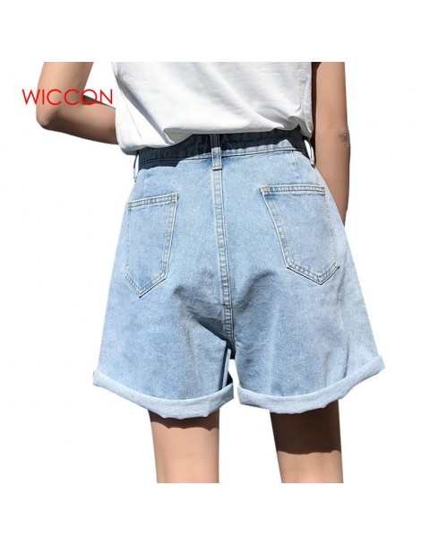 Shorts High Waist Women Denim Shorts 2019 New Korean Retro Female Summer Casual Wear A-line Wide Leg Thin Loose Shorts - Blue...