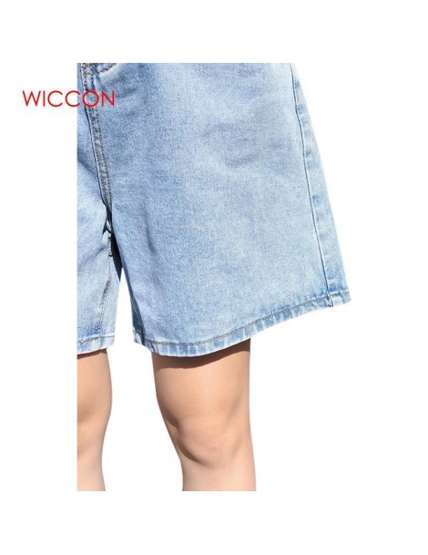 Shorts High Waist Women Denim Shorts 2019 New Korean Retro Female Summer Casual Wear A-line Wide Leg Thin Loose Shorts - Blue...