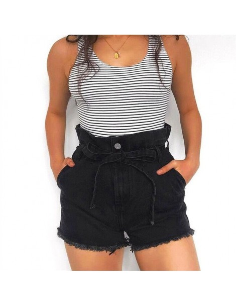 Shorts short femme ete High Waist Jean Shorts Women 2019 Summer Sashes Belt Pocket Denim Shorts Streetwear Ladies Shorts ZA14...