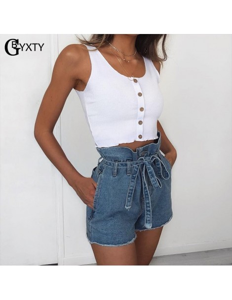 Shorts short femme ete High Waist Jean Shorts Women 2019 Summer Sashes Belt Pocket Denim Shorts Streetwear Ladies Shorts ZA14...