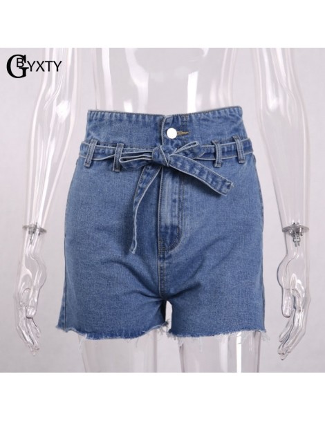 Shorts short femme ete High Waist Jean Shorts Women 2019 Summer Sashes Belt Pocket Denim Shorts Streetwear Ladies Shorts ZA14...