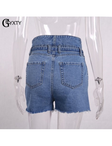 Shorts short femme ete High Waist Jean Shorts Women 2019 Summer Sashes Belt Pocket Denim Shorts Streetwear Ladies Shorts ZA14...