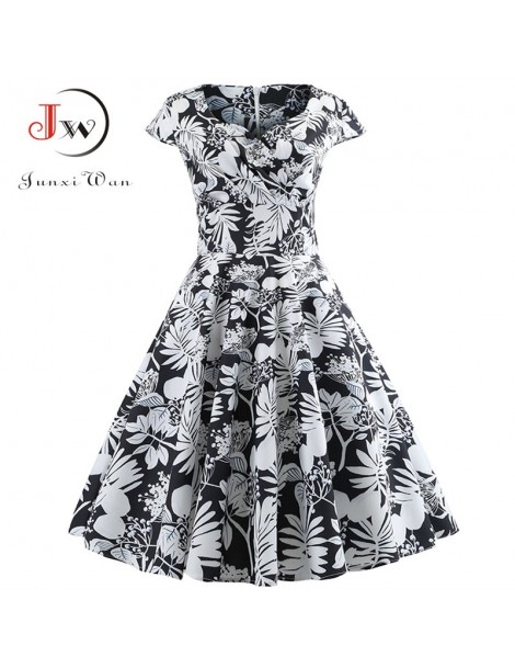 Dresses Casual Summer Dress Women Short Sleeve Hepburn 50s 60s Vintage Elegant Swing Party Dresses Plus Size Floral Slim Vest...