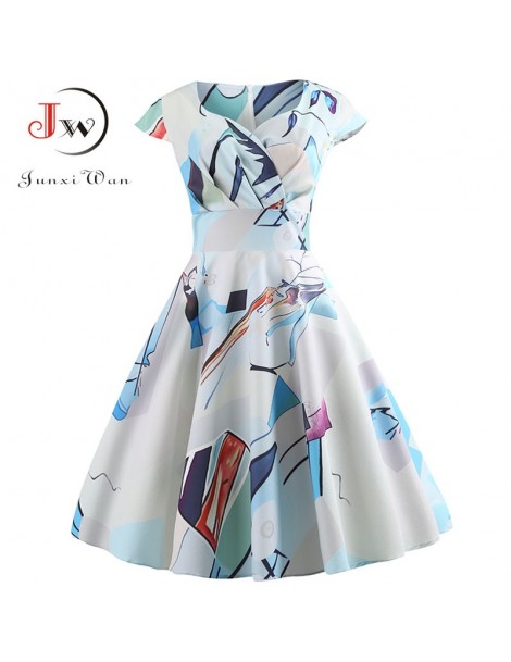 Dresses Casual Summer Dress Women Short Sleeve Hepburn 50s 60s Vintage Elegant Swing Party Dresses Plus Size Floral Slim Vest...