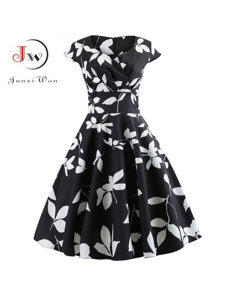 Dresses Casual Summer Dress Women Short Sleeve Hepburn 50s 60s Vintage Elegant Swing Party Dresses Plus Size Floral Slim Vest...