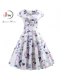 Dresses Casual Summer Dress Women Short Sleeve Hepburn 50s 60s Vintage Elegant Swing Party Dresses Plus Size Floral Slim Vest...