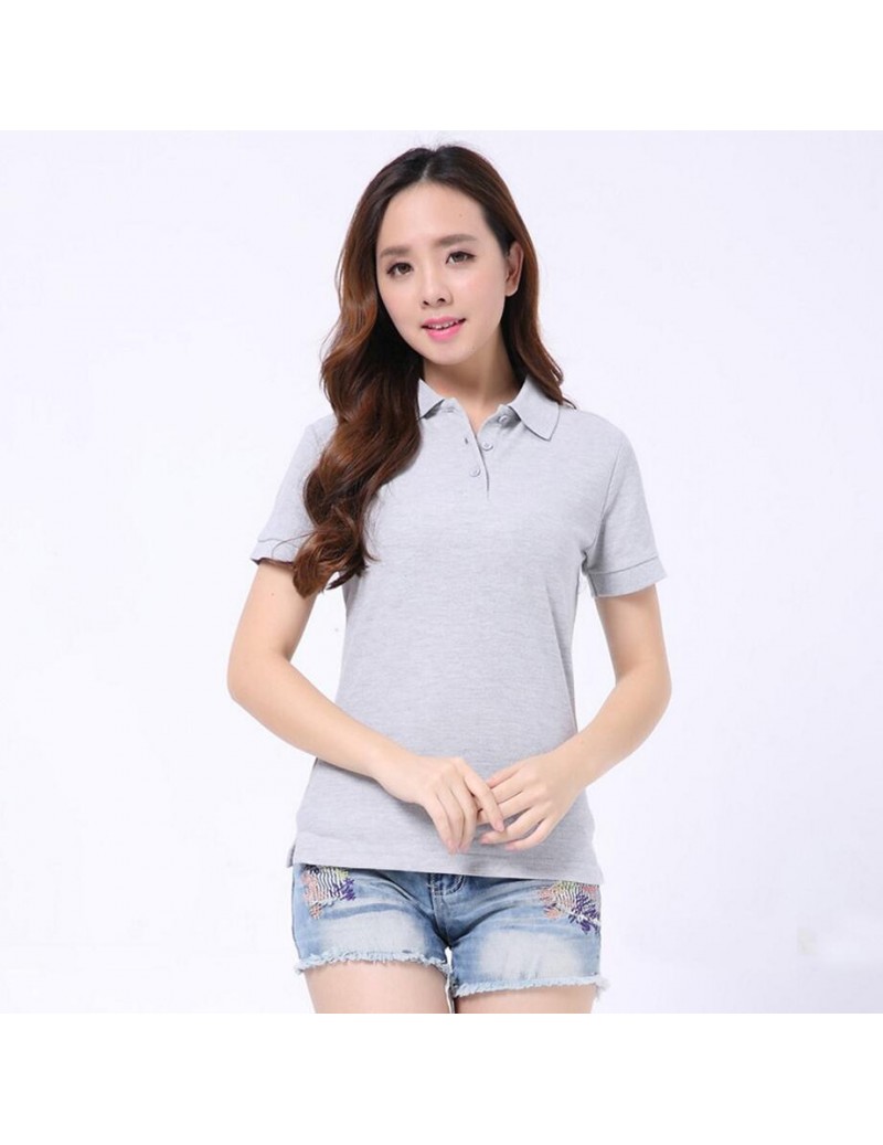 mujer polo shirt CVC cotton plain polos women camisa femme shirts short ...