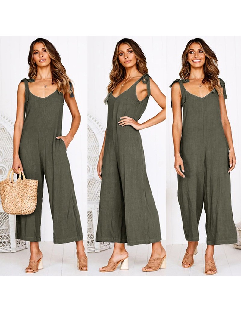 Sexy Backless Jumpsuit Rompers Women Slip Tracksuit Solid Color V Neck ...