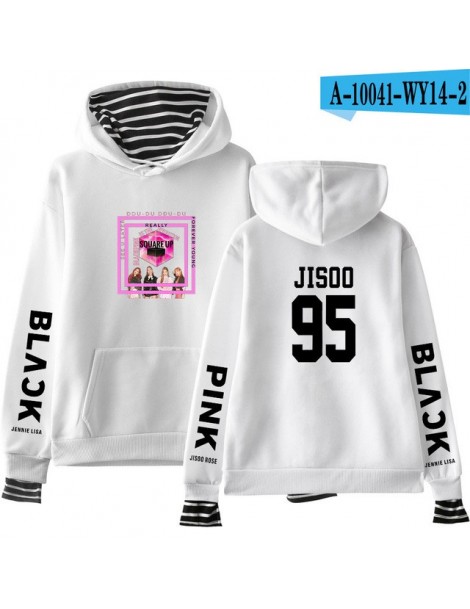 Hoodies & Sweatshirts Fake Two Piece Hoodies Women Blackpink Autumn Warm Long Sleeve Sweatshirts Hoodies 2019 Women/Men 2XL -...