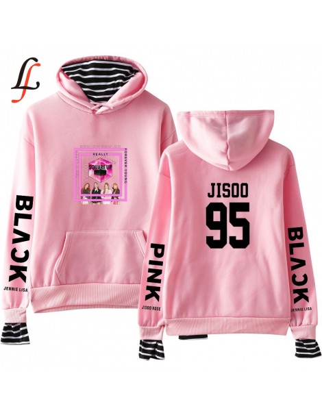 Hoodies & Sweatshirts Fake Two Piece Hoodies Women Blackpink Autumn Warm Long Sleeve Sweatshirts Hoodies 2019 Women/Men 2XL -...