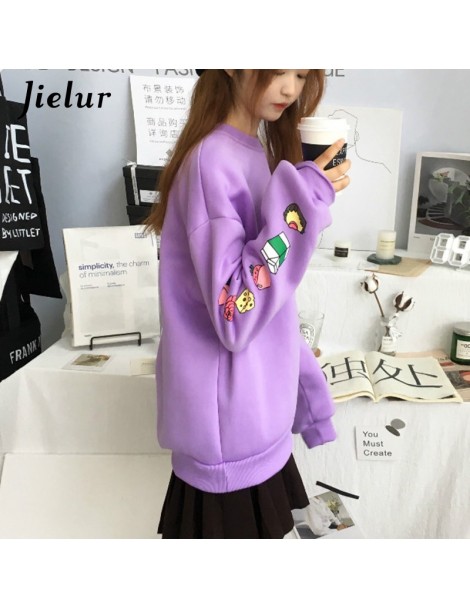 Hoodies & Sweatshirts Sweatshirts Women Kawaii Cartoon Print Hoodies Harajuku Korean Casual Loose Simple O-neck Fleece Female...