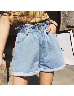 Shorts Women High Waist Shorts Jeans Cotton Elastic Waist Loose Short Jeans Wide Leg White Jean Shorts Women Summer Vintage -...