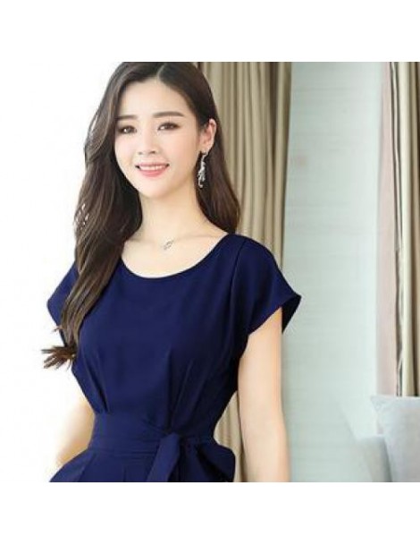 Jumpsuits Womens Jumpsuits 2019 New Summer Ladies Casual Bandage High Waist Short Sleeved Jumpsuits Fashion Females Slim Jump...