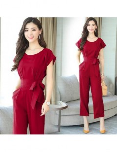 Jumpsuits Womens Jumpsuits 2019 New Summer Ladies Casual Bandage High Waist Short Sleeved Jumpsuits Fashion Females Slim Jump...