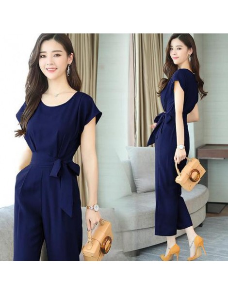 Jumpsuits Womens Jumpsuits 2019 New Summer Ladies Casual Bandage High Waist Short Sleeved Jumpsuits Fashion Females Slim Jump...