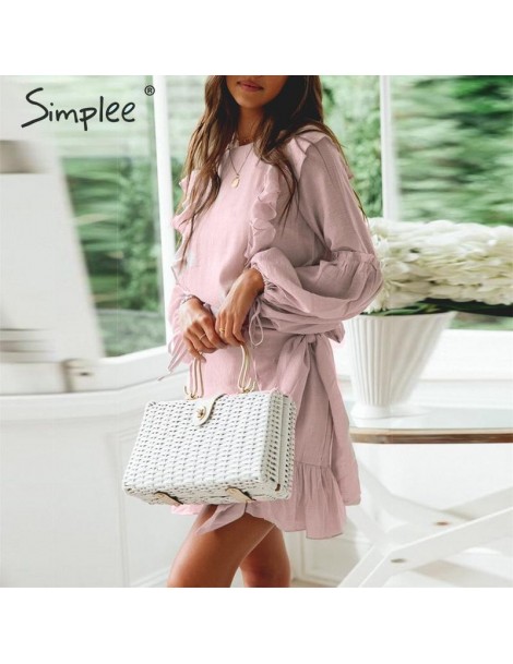 Dresses Ruffle summer dress women Long flare sleeve backless sashes short plus size dresses 2019 Elegant solid female vestido...